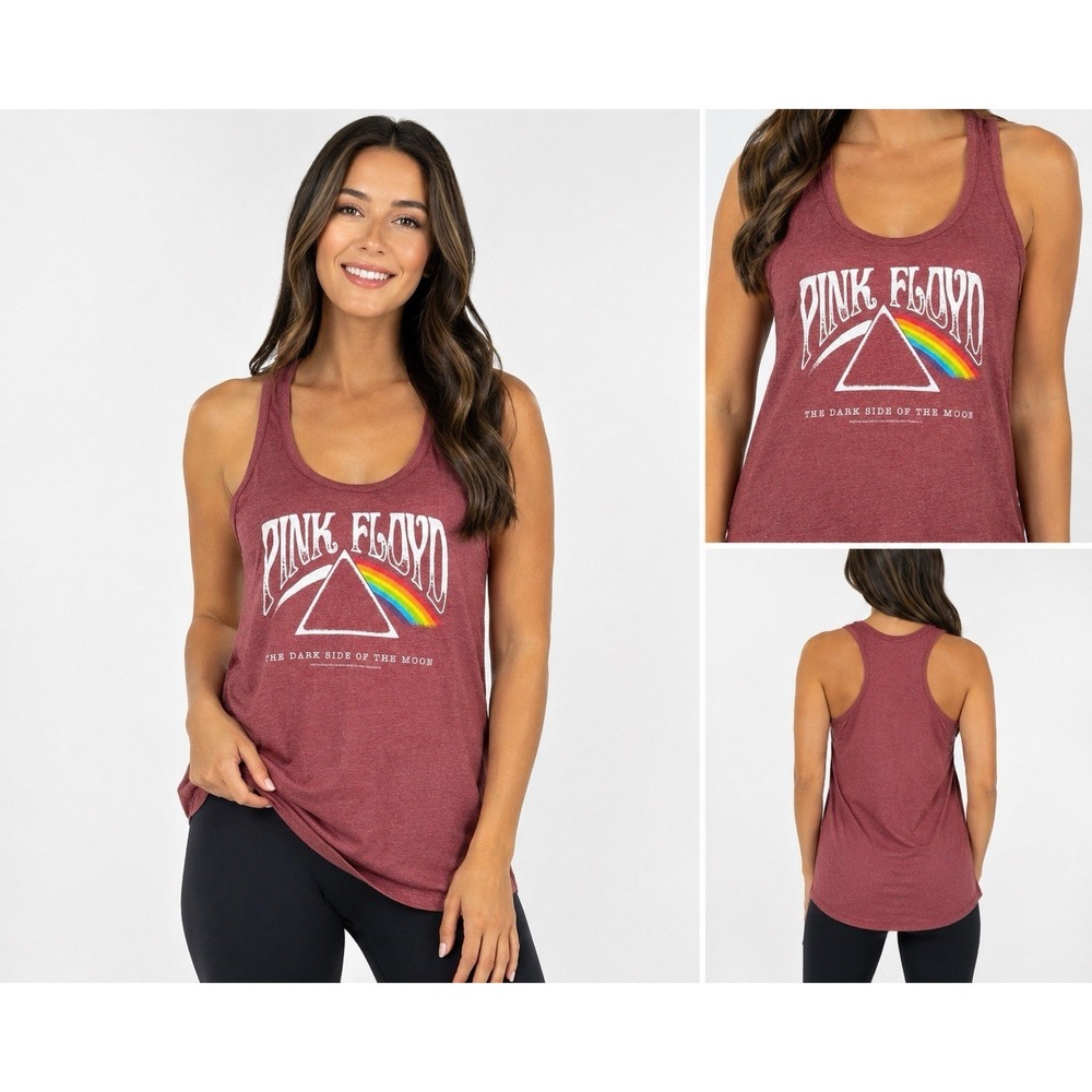 Pink Floyd The Dark Side of the Moon sz Large graphic tank top heather burgundy